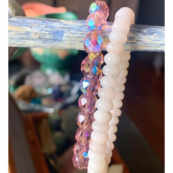 Vintage Crystal/Stone Beaded Stretch Bracelets - 2, Unmarked - Picture 1 of 3